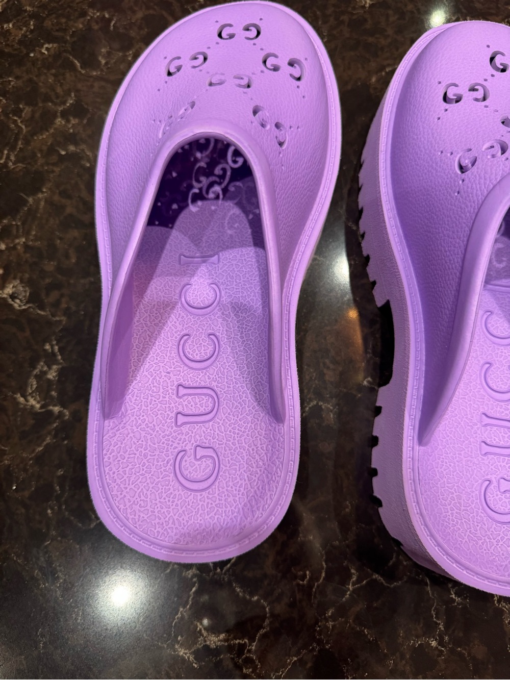Purple Platform Clog Mules with GG Cutouts - Picture 3 of 9